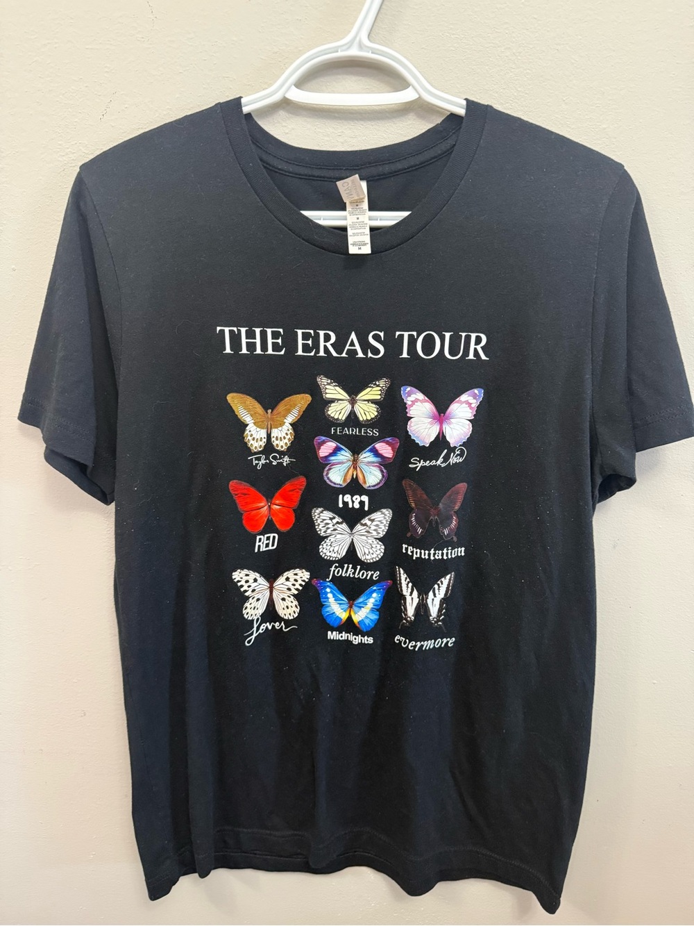 Bella + Canvas The Eras Tour Black Graphic Tee - Butterfly Design Womens Medium